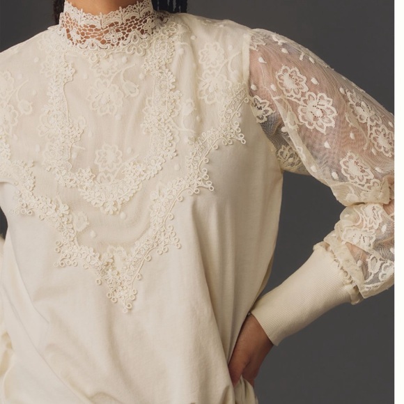 NWT Anthropologie Tiny Oriana Long-Sleeve Lace Top 1X - Picture 6 of 16